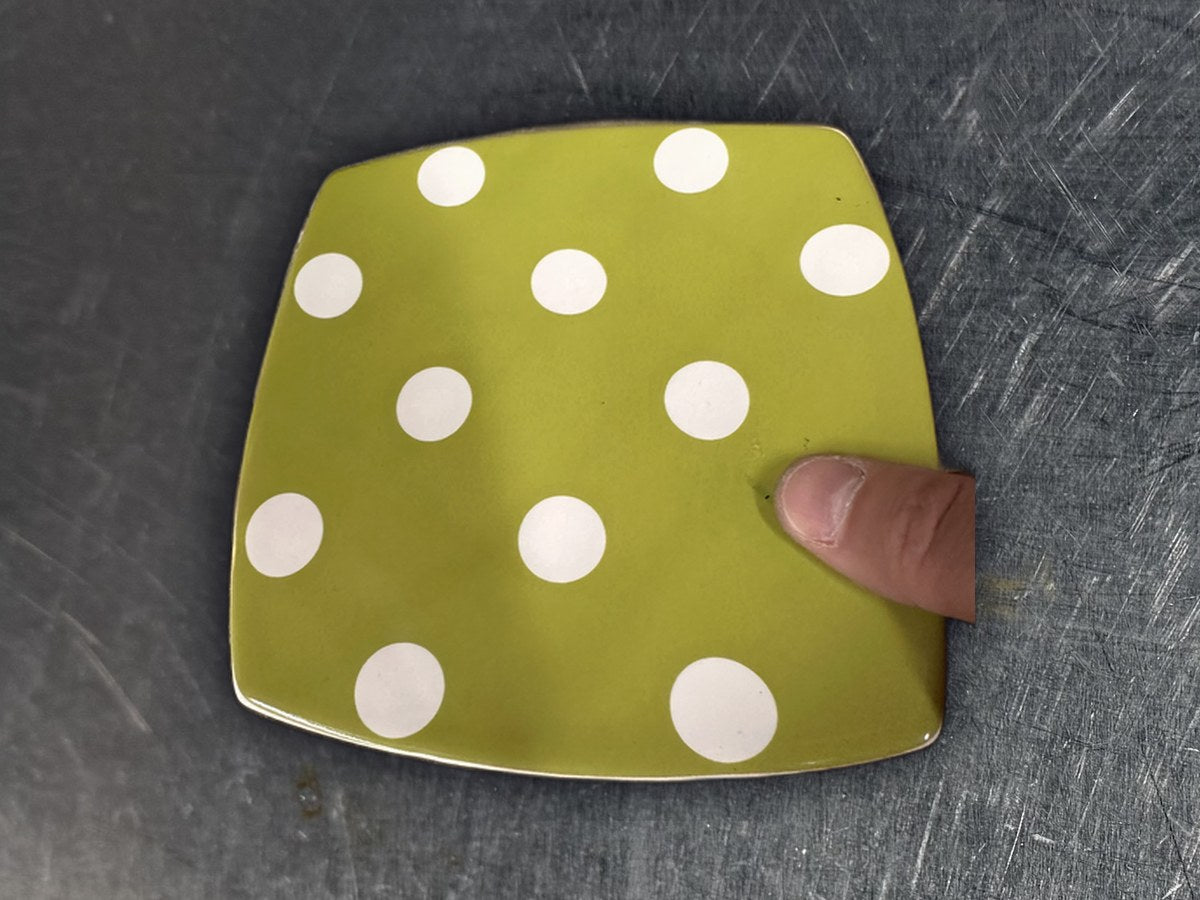 222 Fifth Cadiz Green Dots Square Dish: 2,242 ppm lead by XRF