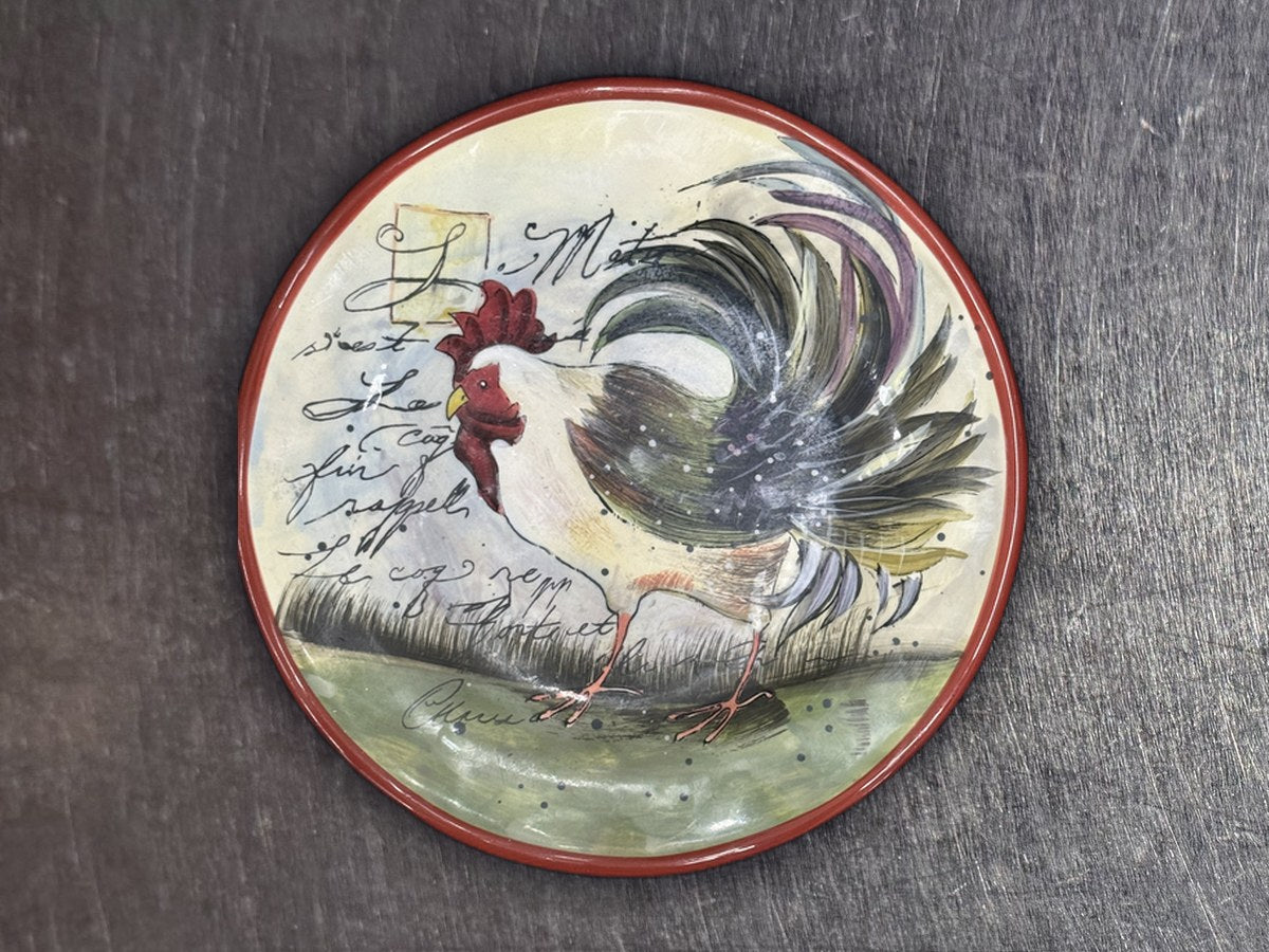 Certified International 2 Hand Painted Rooster Dish: 1,721 ppm lead by XRF