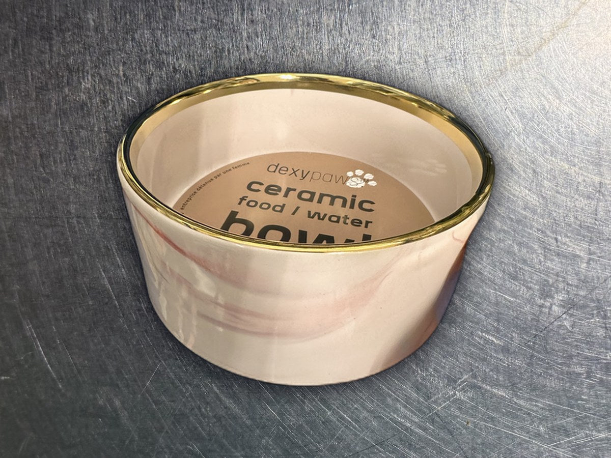 Dexy Paws Pink Marble Bowl: 845 ppm lead by XRF