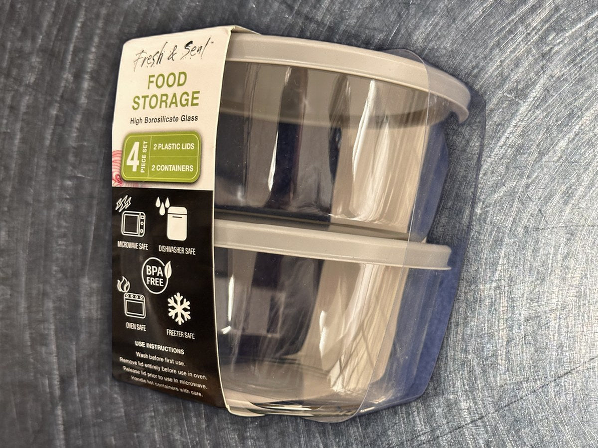 Fresh & Seal 2Pcs Borosilicate Glass Food Storage: no lead detected by XRF