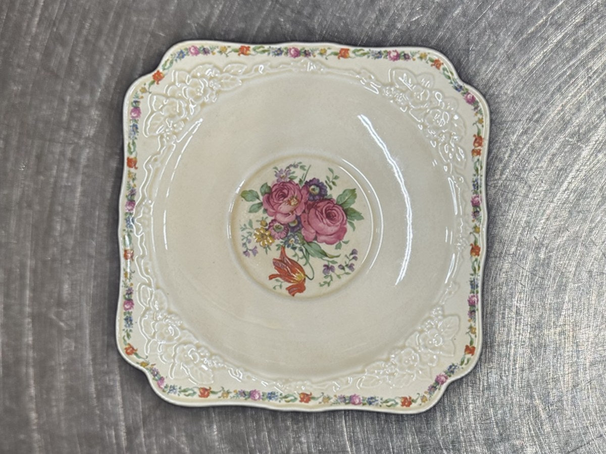Grown Ducal Gainsborough Embossed Square Saucer: 59,703 ppm lead by XRF