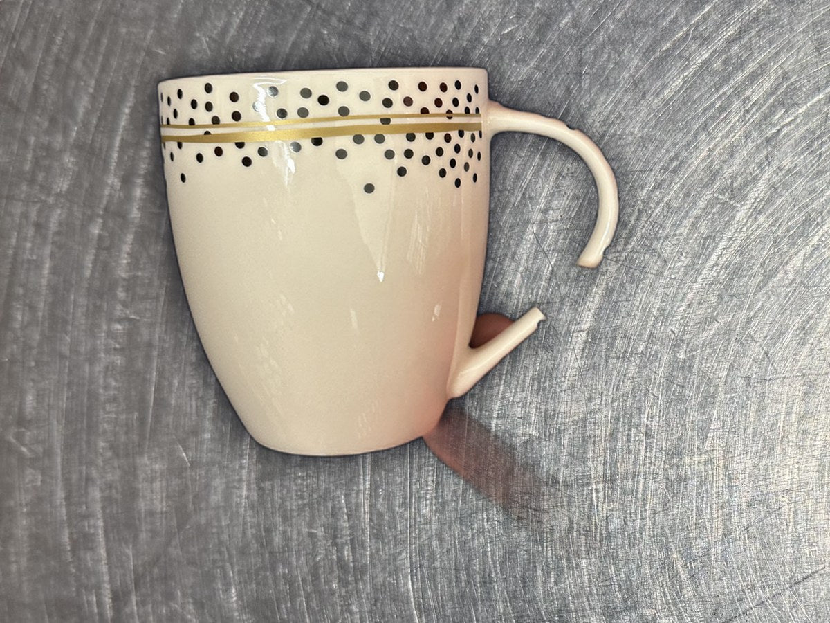 Home Basics Dotted Black Coffee Mug: 20 ppm lead by XRF