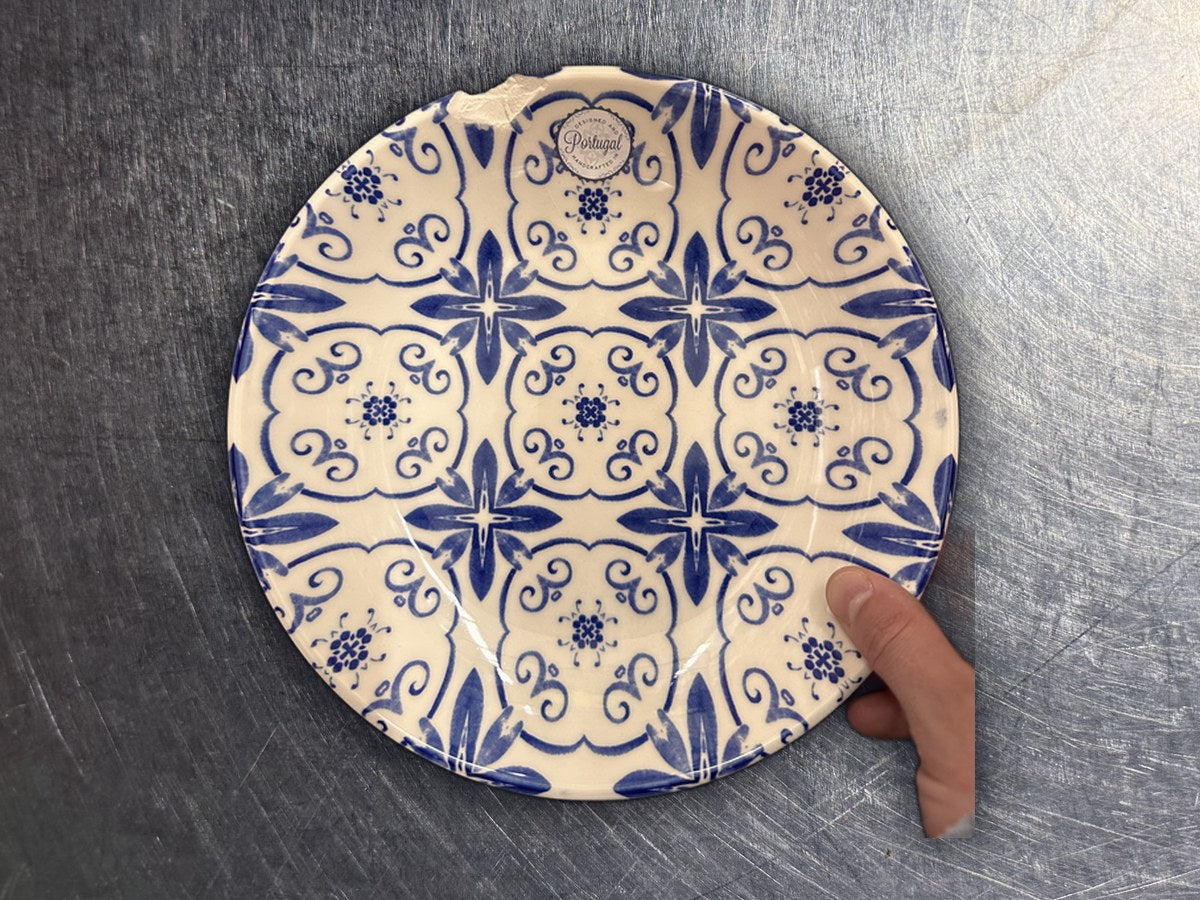 Home Essentials Blue & White Checked Dish: 185 ppm lead by XRF