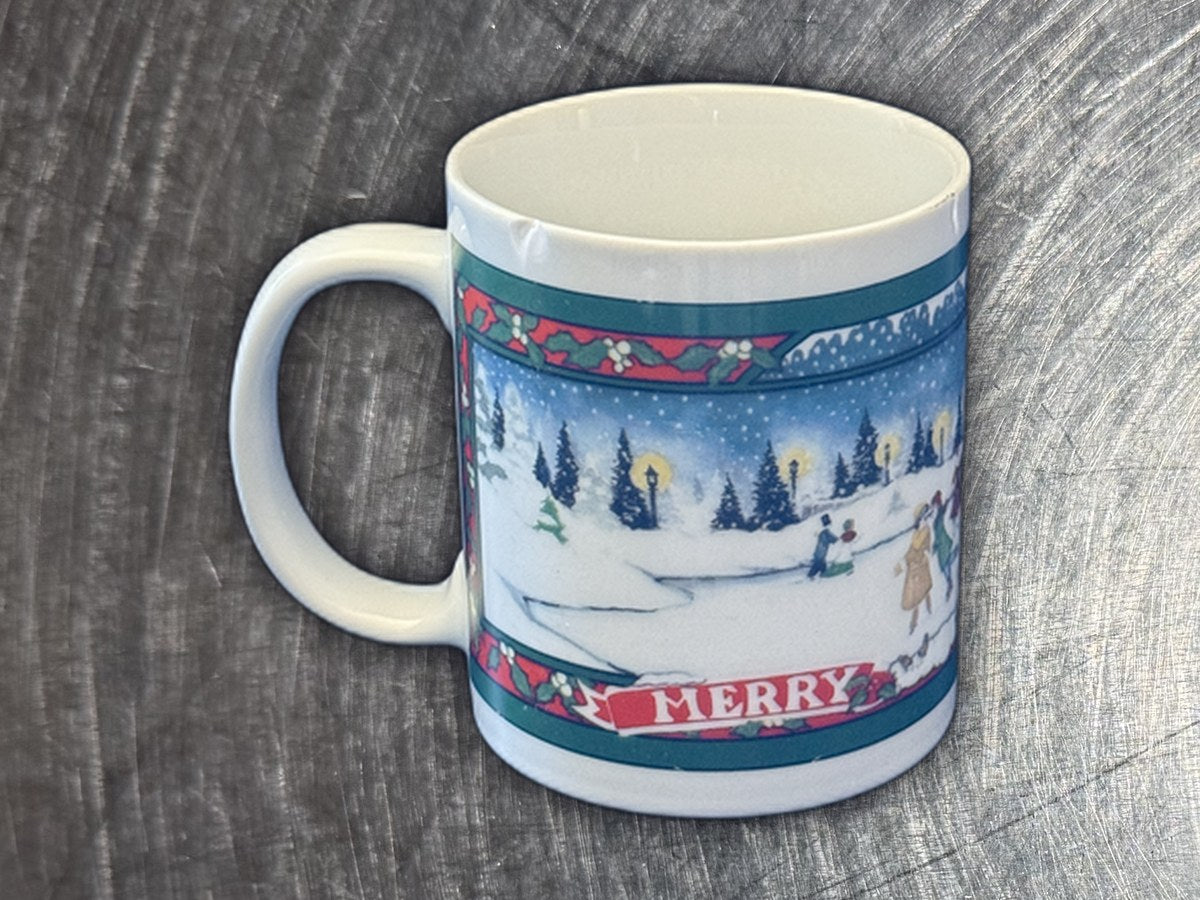 Ice skating winter Xmas mug
