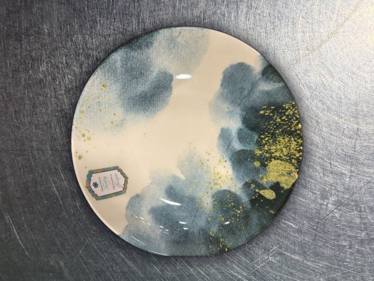 Intesa home blue & gold splatter dish