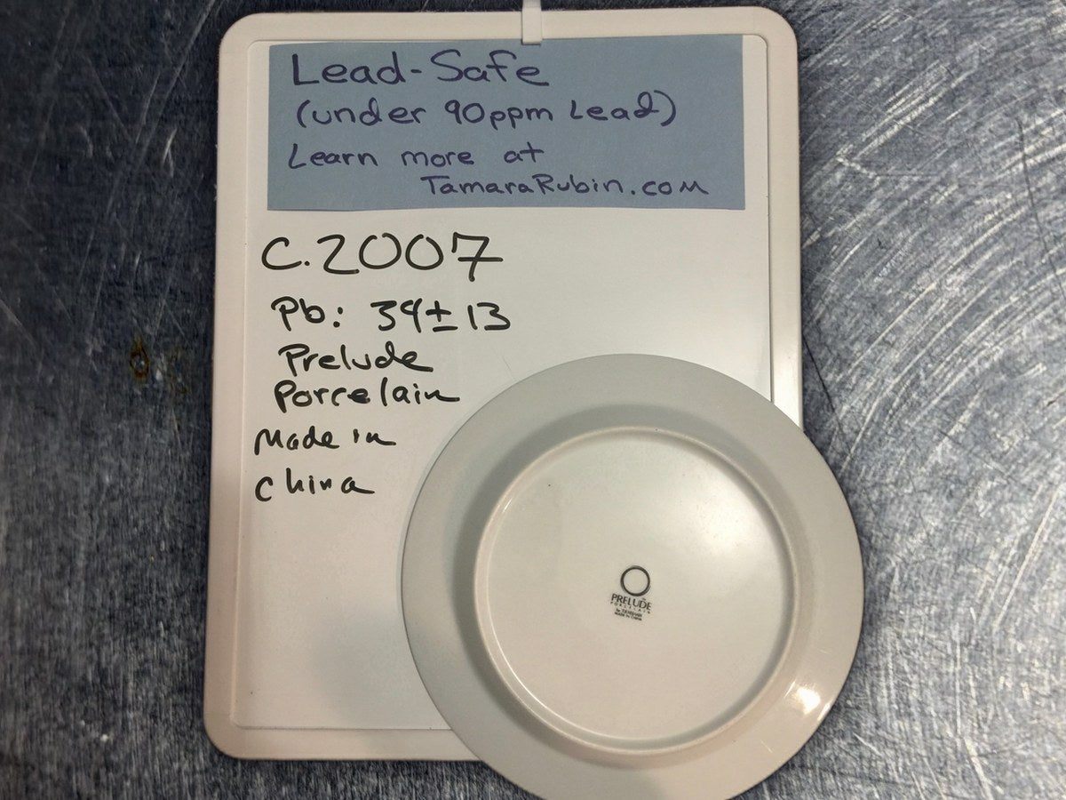Prelude Porcelain White Ceramic Plate: 34 ppm lead by XRF