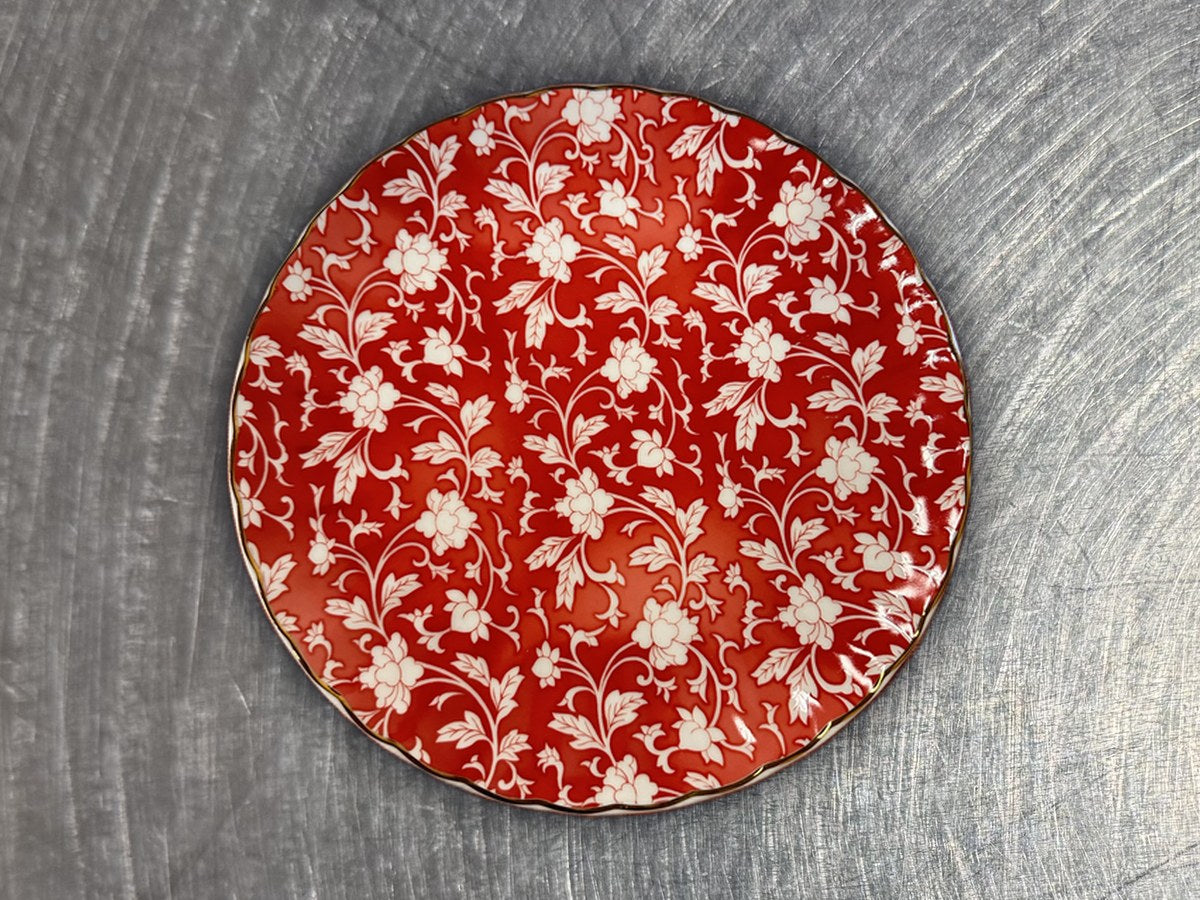 Marlo Thomas Floral Red Dish: 20 ppm lead by XRF