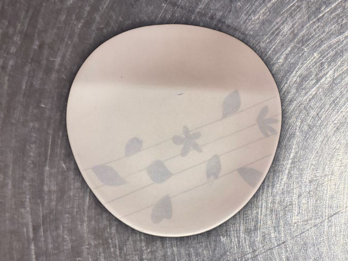 Mikasa Eclipes Pale Blue Leaves & Flowers Semi Triangular Dish: 5 ppm lead by XRF