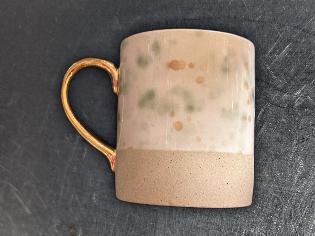 Mudpie green splatter coffee mug
