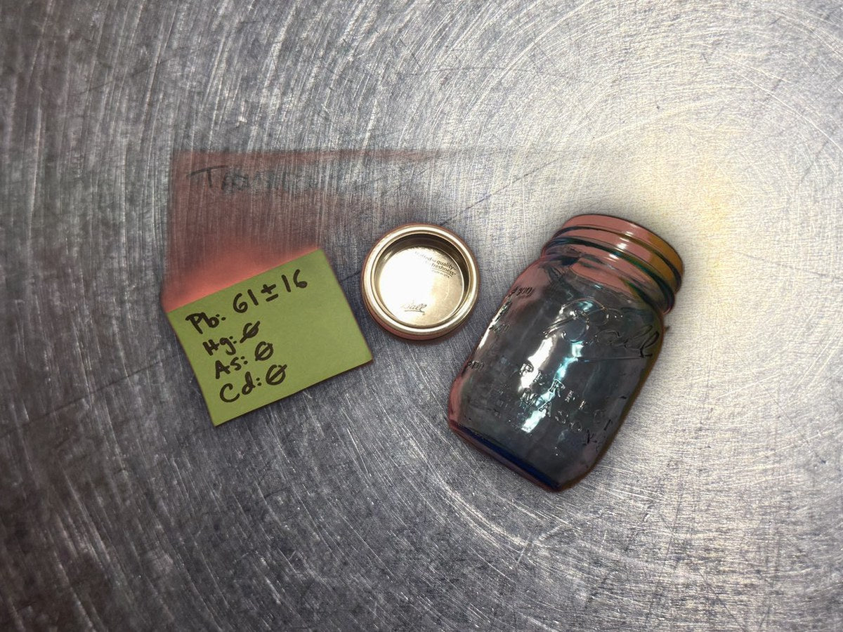 Newer Blue Ball Jar: 61 ppm lead by XRF