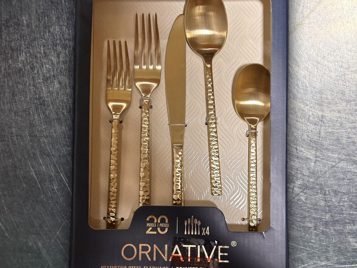 Ornative gold stainless steel flatware