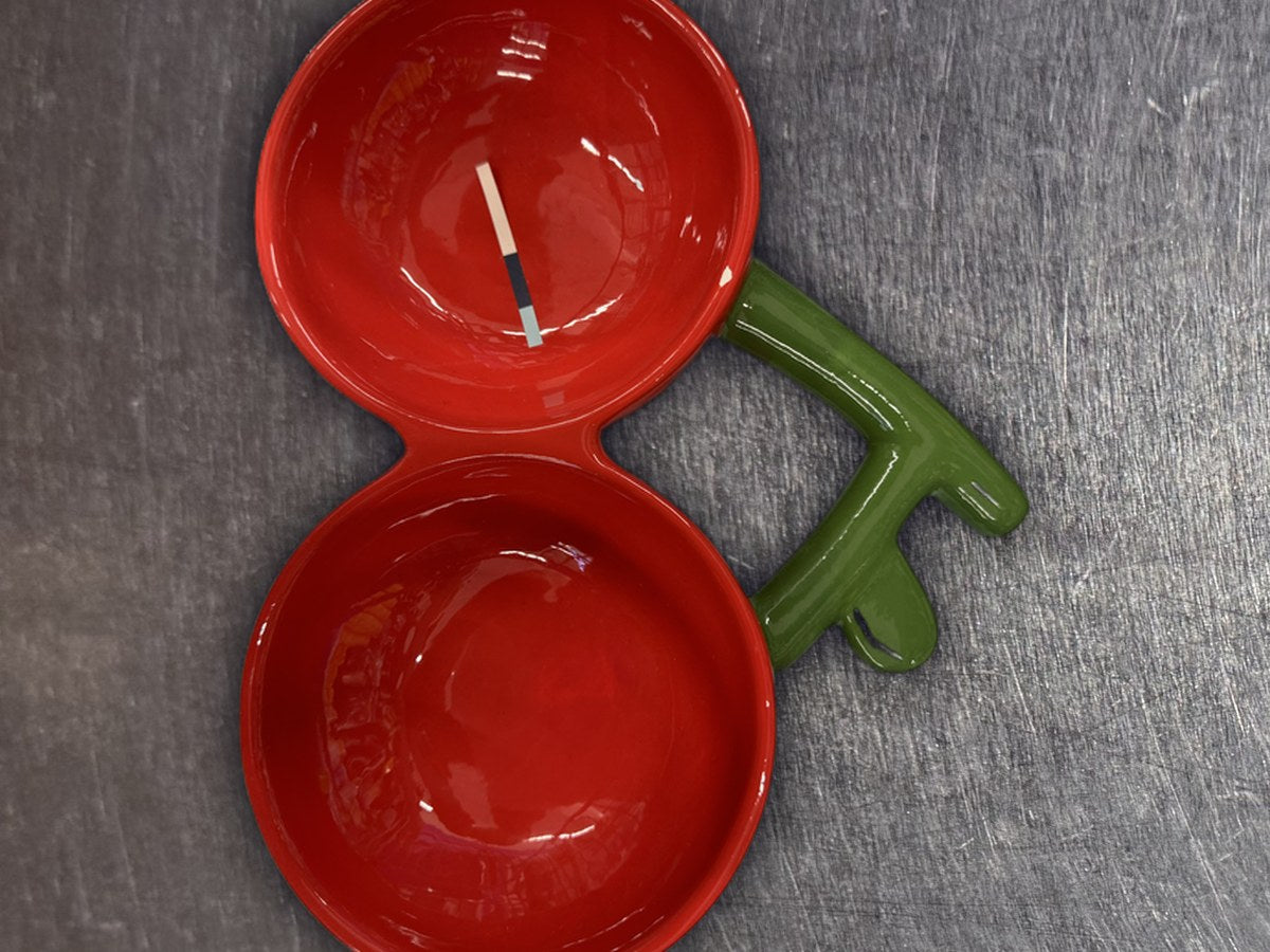 Pawsitively Fun Double Dinner Red Cherry Bowl: 731 ppm lead by XRF