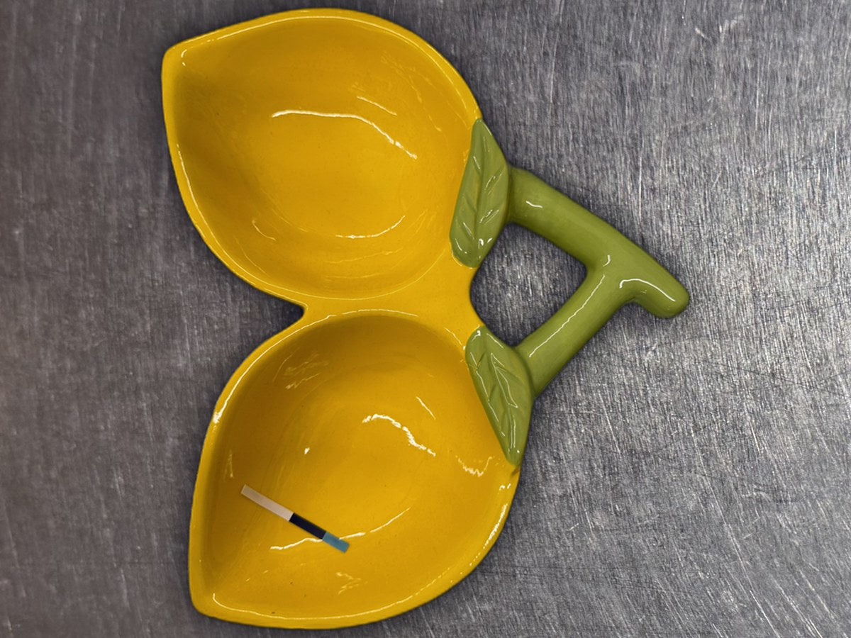 Pawsitively Fun Double Dinner Yellow Lemon Bowl: 791 ppm lead by XRF