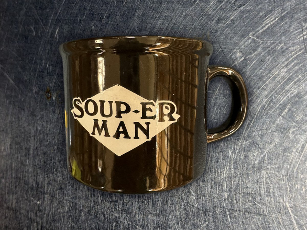 Soup-Er Man Brown Coffee Mug: 32 ppm lead by XRF