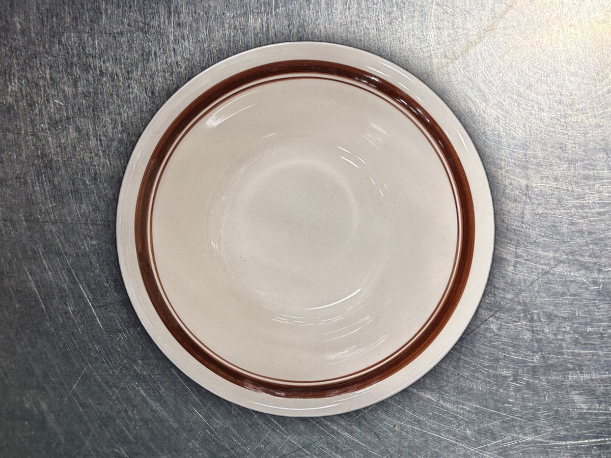Stoneware White & Red Lining Soup Bowl