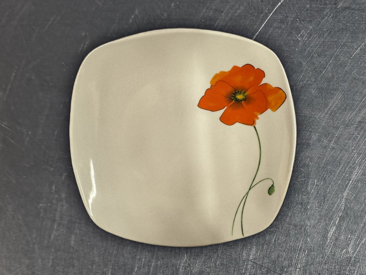 Table Tops Gallery Palermo Orange Floral Square Dish: 58 ppm lead by XRF